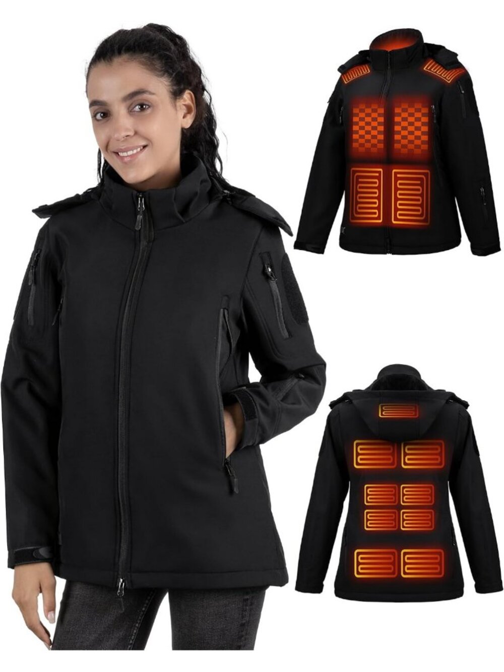 Cozy Heated Jacket for Women - 15 Heating Zones, Soft Winter Coat with Hood